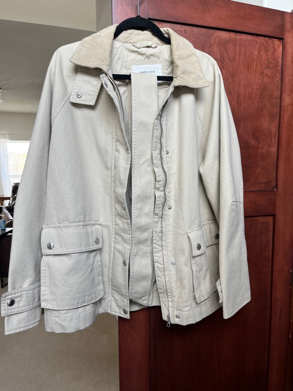 American Eagle Outfitters Cream Utility Jacket